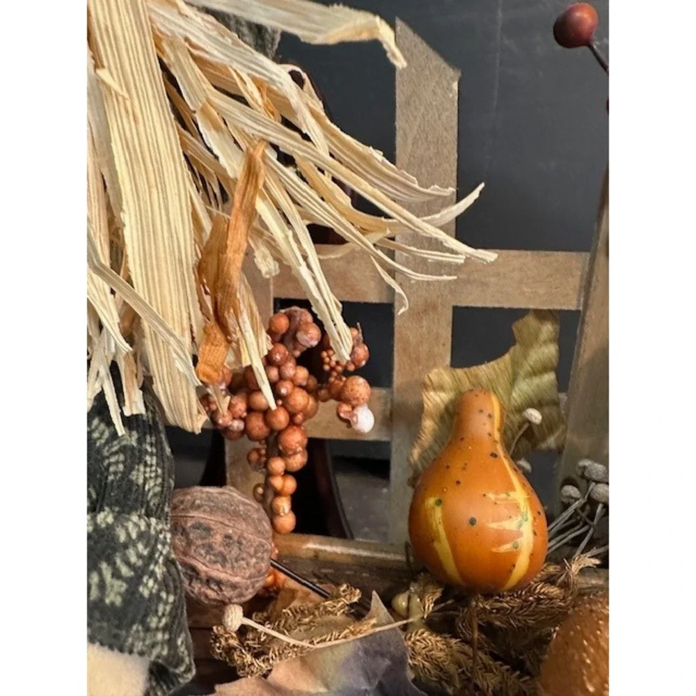 Dan Dee Scarecrow Welcome Wreath Fall Harvest Grapevine Door Decor‎ Rustic 16in